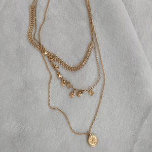 gold  three layer coin necklace